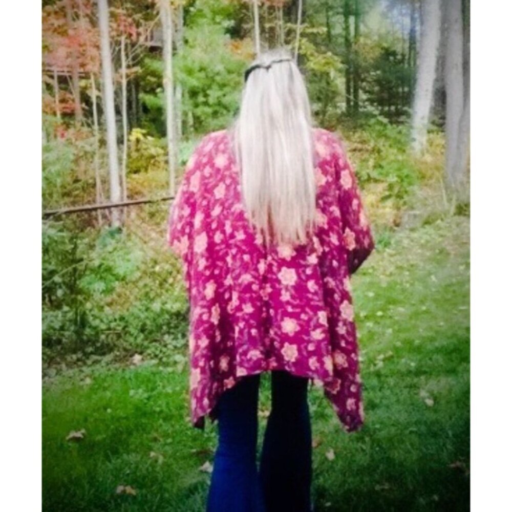 NWOT Nordstrom Floral Crochet Trim Kimono Throw Duster - Picture 8 of 13